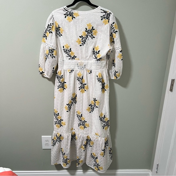 NWT Petal & Pup Yellow Floral Embroidered Midi Dress - Picture 8 of 10